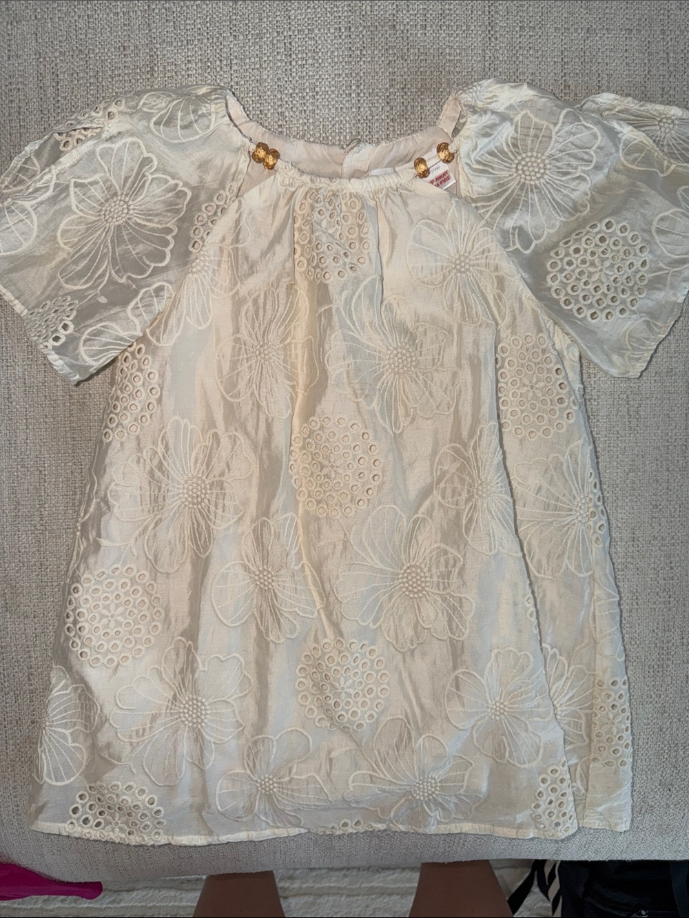Zara Cream Floral Eyelet Dress for Girls